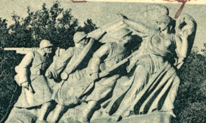 le groupe sculpté de Carlo Sarrabezolles, détail de la carte de 1932