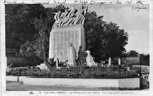 Monument aux morts de Sidi-bel-Abbès, éditions CAP n°14, voyagée 1932