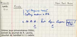 Extrait du journal de bord du secretaire general des 4eme jeux universitaires de Sidi-bel-Abbes en 1953