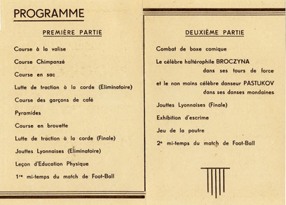 Camerone 1944, programme de la manifestation sportive organisee par la legion etrangere, verso