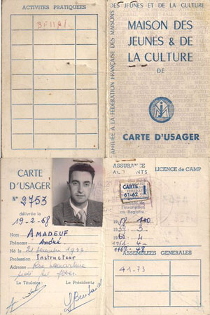 Carte d'adhérent à la MJC de Bel Abbès