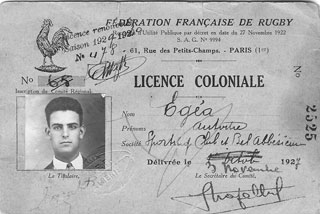 Fédération française de rugby, licence coloniale 1927