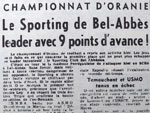 Résultats du championnat d'Oranie fin avril 1956