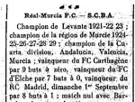 Real Murcia-SCBA en 1929 à Oran