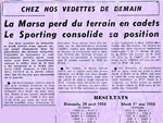 Championnat 1956 minimes, cadets et juniors, extrait de presse